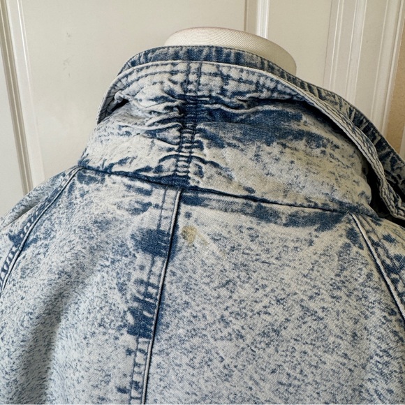 Vintage Izzi Acid Wash Cotton Long Jacket Coat Hooded Size M - Picture 7 of 13